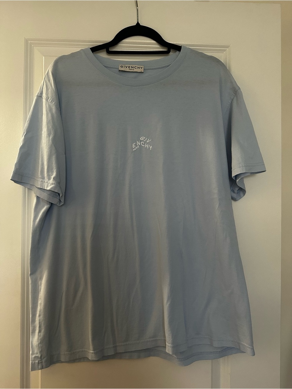 Givenchy Men’s Pale Blue Small Chest Logo Tee